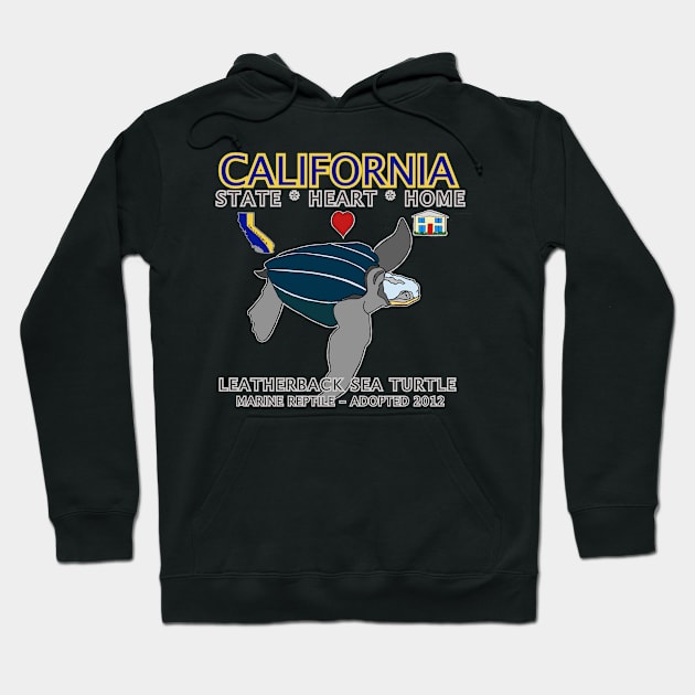 California - Leatherback Sea Turtle - State, Heart, Home Hoodie by cfmacomber